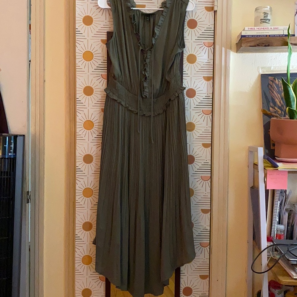 Lane Bryant green lace up midi dress